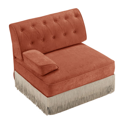 Red Brown Velvet Modular Sofa - 1 Seat