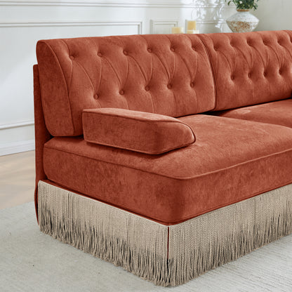 Red Brown Velvet Modular Sofa - 1 Seat