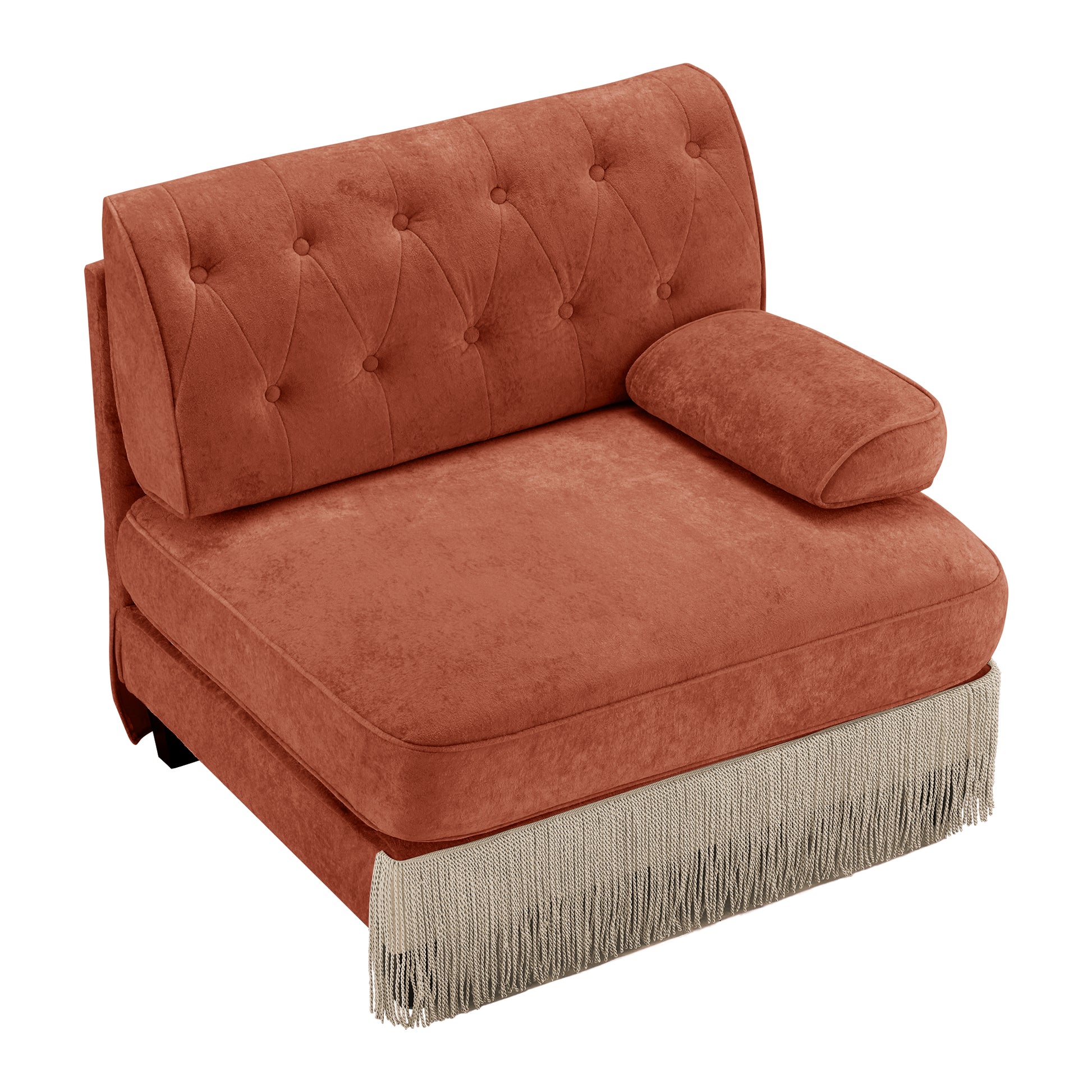Red Brown Velvet Modular Sofa - 1 Seat