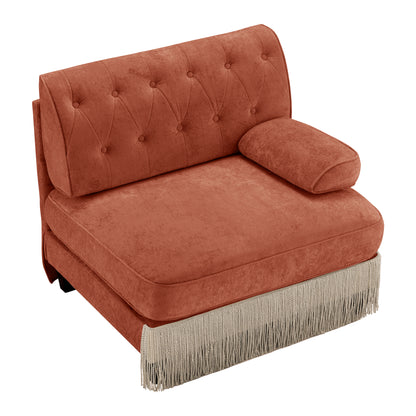 Red Brown Velvet Modular Sofa - 1 Seat