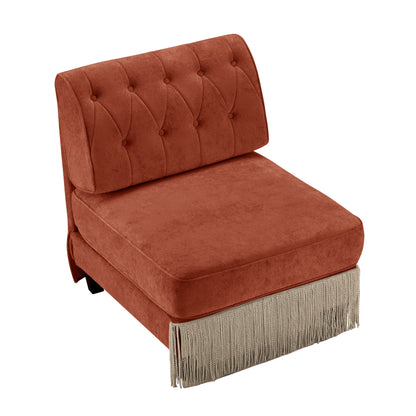 Red Brown Velvet Modular Sectional Sofa - 1 Seat