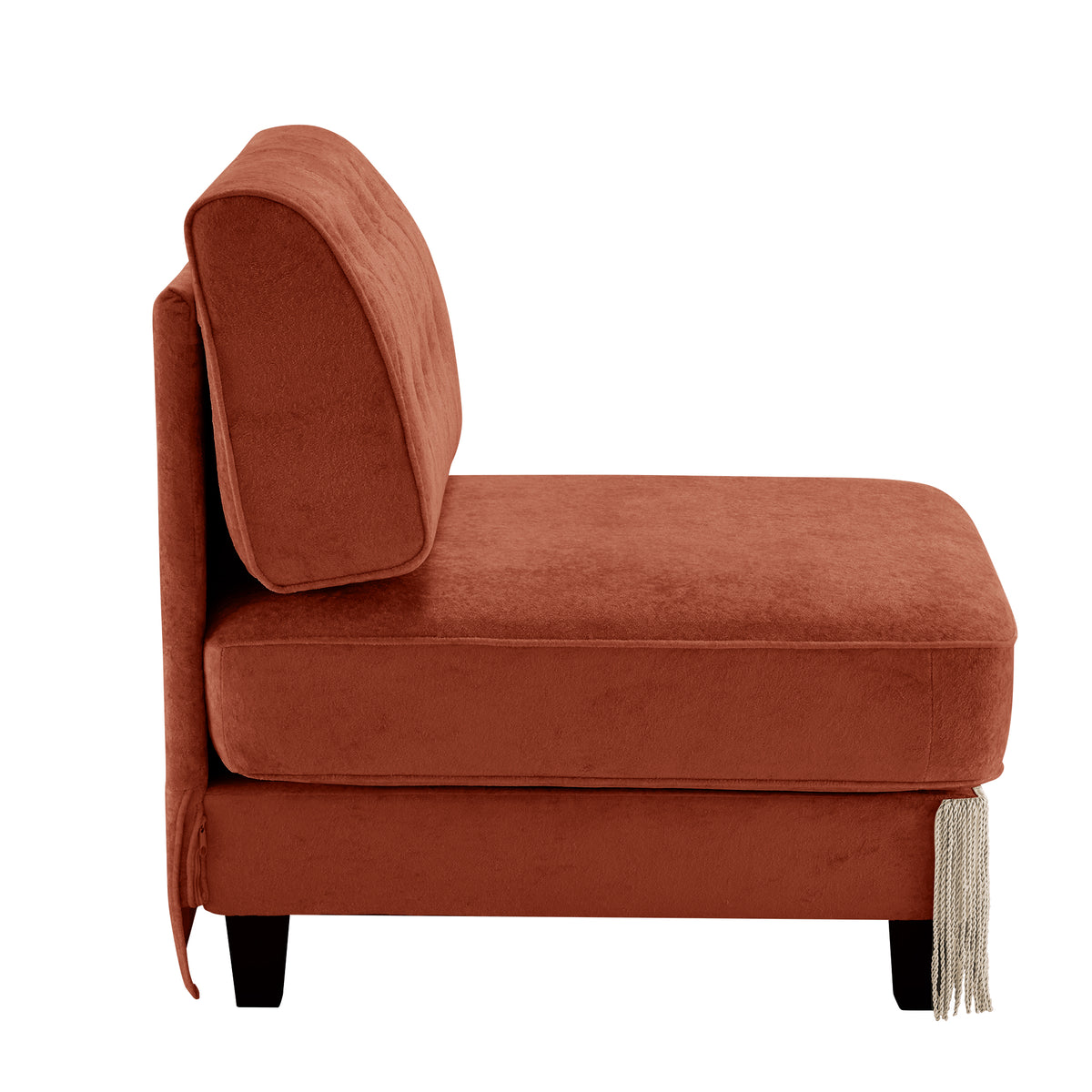 Red Brown Velvet Modular Sectional Sofa - 1 Seat