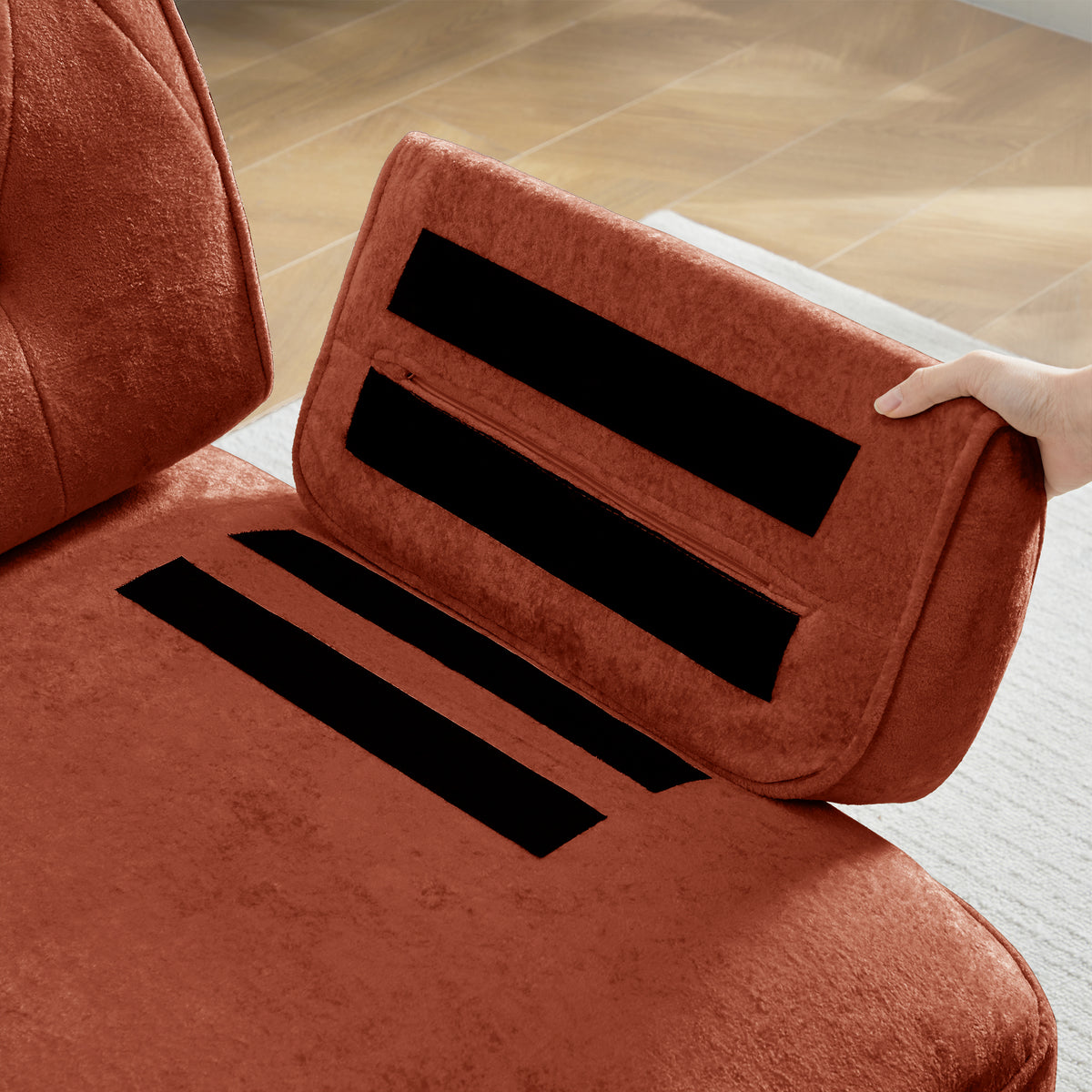 Red Brown Velvet Modular Sectional Sofa - 1 Seat