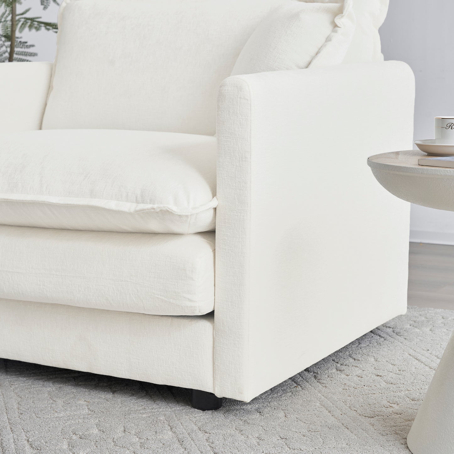 6 Seat White Chenille Sofa Set - Large Sectional Sofa