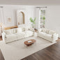 Sofa Set of 2 Chenille Couch, 2+3 Seater Sofa Set Deep Seat Sofa, Modern Sofa Set for Living Room, White Chenille