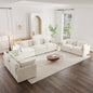 3 Piece Sofa Set Oversized Sofa Comfy Sofa Couch, 2 Pieces of 2 Seater and 1 Piece of 3 Seater Sofa  for Living Room, Deep Seat Sofa White Chenille