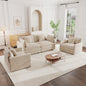 3 Piece Sofa Set with Arm Pillows and Toss Pillows , Sofa Set Include 2- Piece of Arm Chair and One 2-seat Sofa, Space Saving Casual Sofa Set for Living Room, Light Coffee Chenille