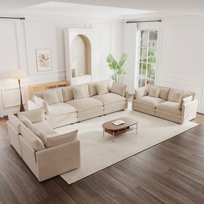 3 Piece Sofa Set Oversized Sofa Comfy Sofa Couch, 2 Pieces of 2 Seater and 1 Piece of 3 Seater Sofa  for Living Room, Deep Seat Sofa Light Coffee Chenille