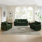 3 Piece Sofa Set with Arm Pillows and Toss Pillows , Sofa Set Include 2- Piece of Arm Chair and One 2-seat Sofa, Space Saving Casual Sofa Set for Living Room, Green Chenille