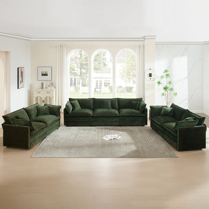 3 Piece Sofa Set Oversized Sofa Comfy Sofa Couch, 2 Pieces of 2 Seater and 1 Piece of 3 Seater Sofa  for Living Room, Deep Seat Sofa Green Chenille
