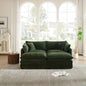 4 - Piece Upholstered Sectional Sofa, 1 - Piece of 2 Seater Sofa and 2- Piece of Ottomans , 2 Seater Loveseat Lounge with Ottomans , Green Chenille