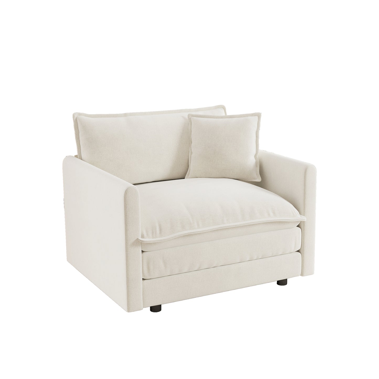 White Chenille Sofa - Comfortable Single Seat Reading Armchair