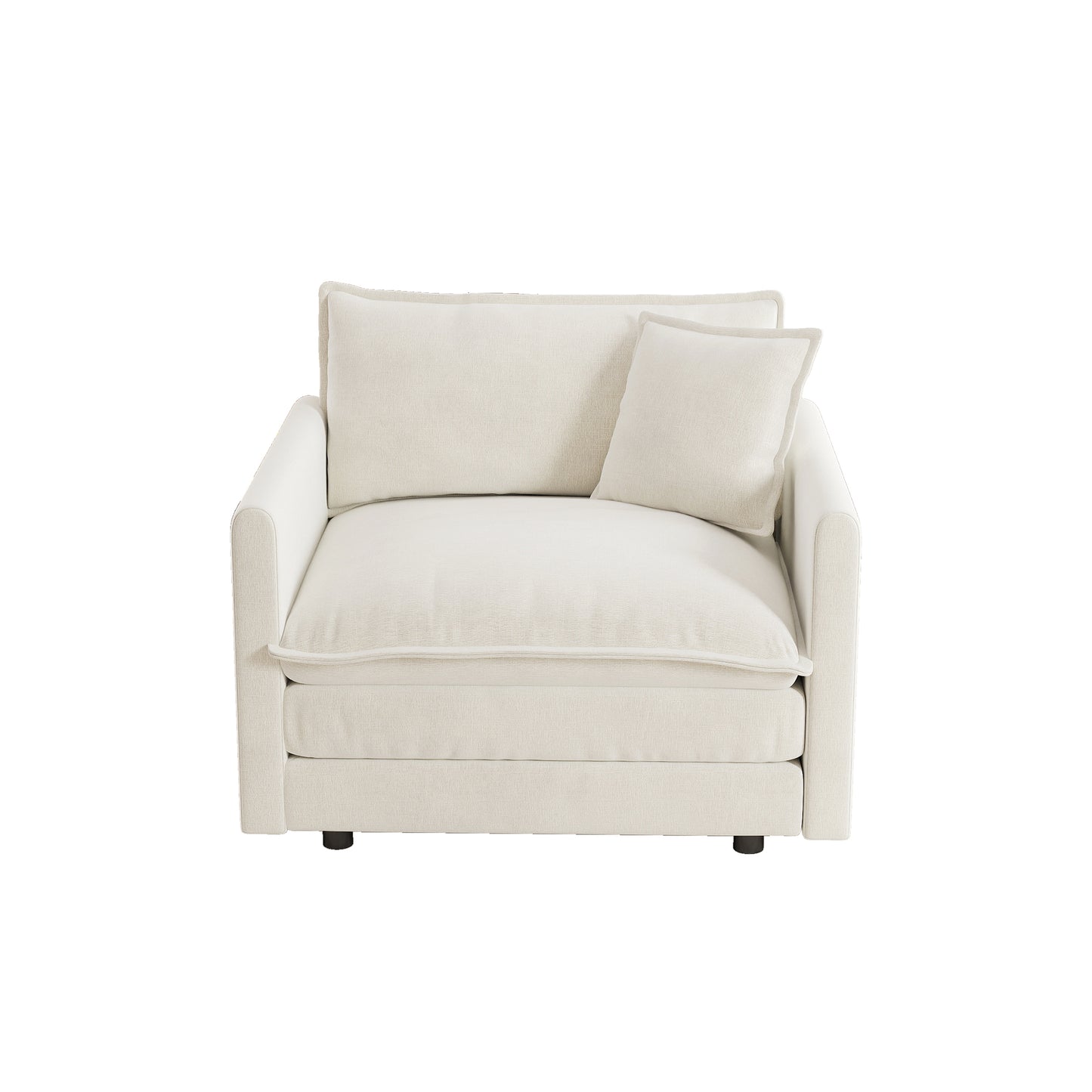 White Chenille Sofa - Comfortable Single Seat Reading Armchair