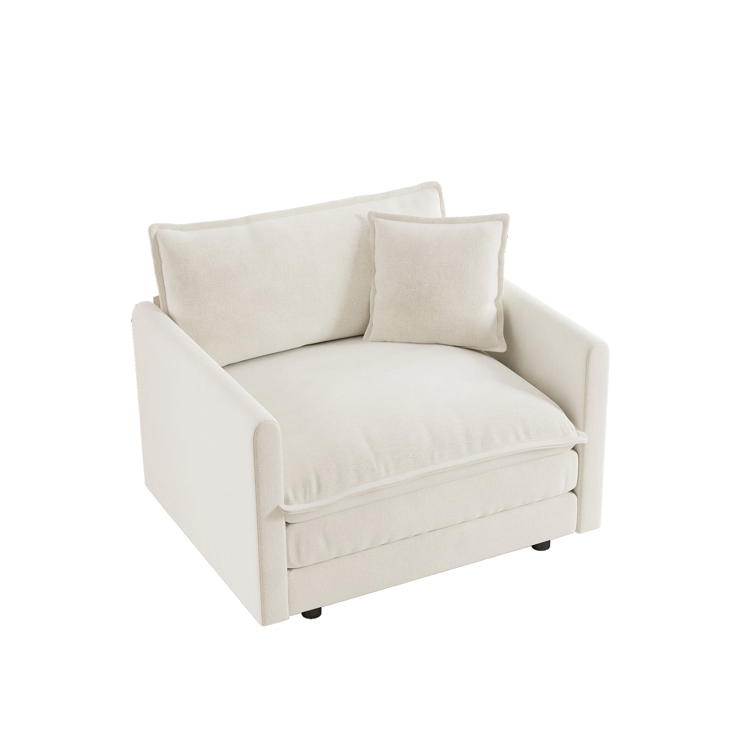White Chenille Sofa - Comfortable Single Seat Reading Armchair