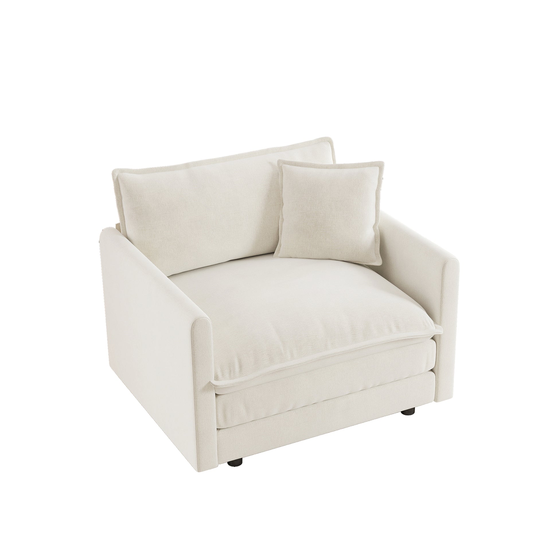 White Chenille Sofa - Comfortable Single Seat Reading Armchair