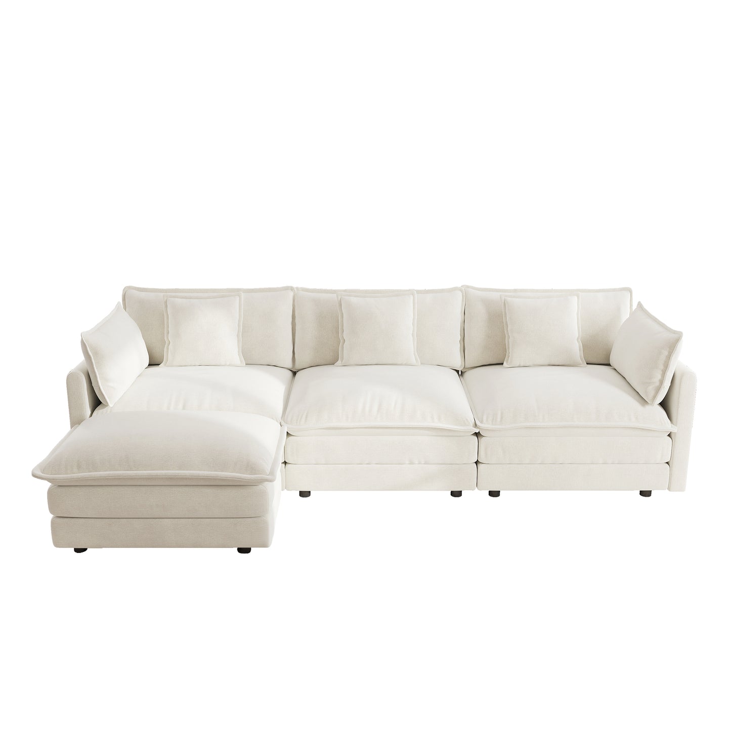 3 Seat White Chenille Modular Sectional Sofa