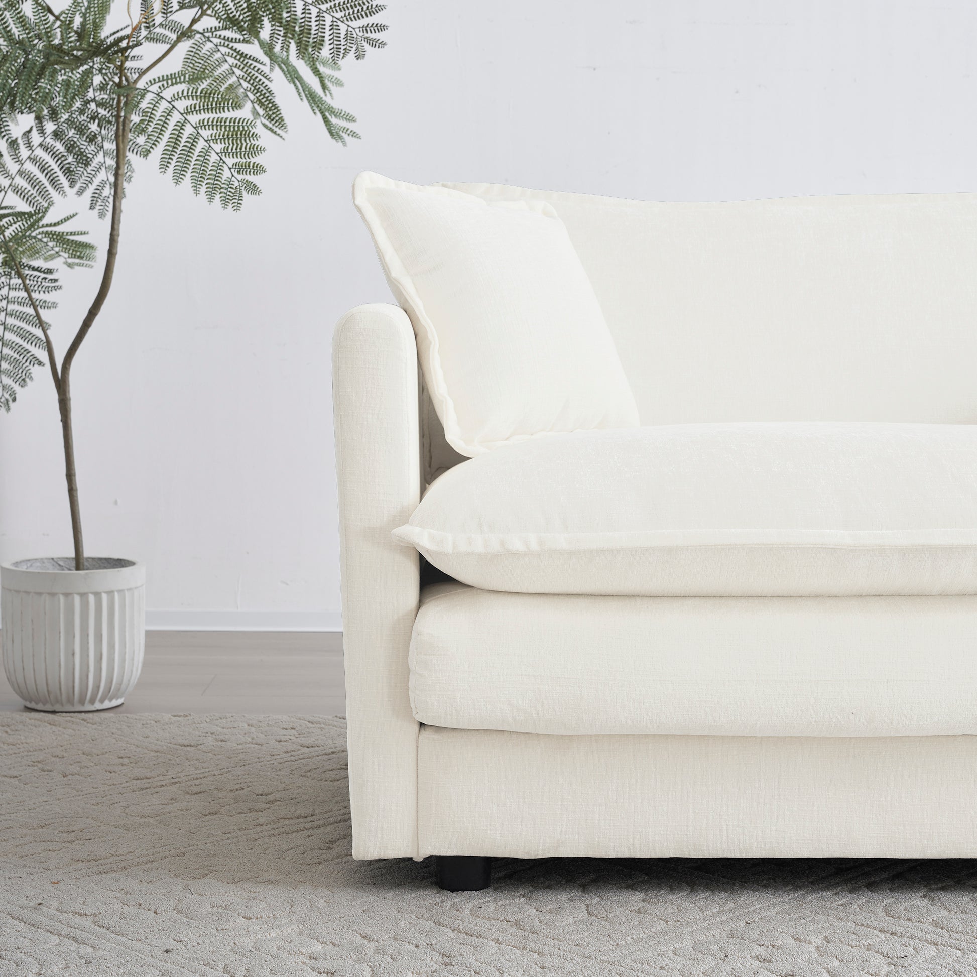 3 Seat White Chenille Modular Sectional Sofa