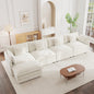 Modular Sectional Sofa for Living Room,U Shaped Couch 4 Seater Convertible Sectional Couch with 1 Ottoman ,White Chenille