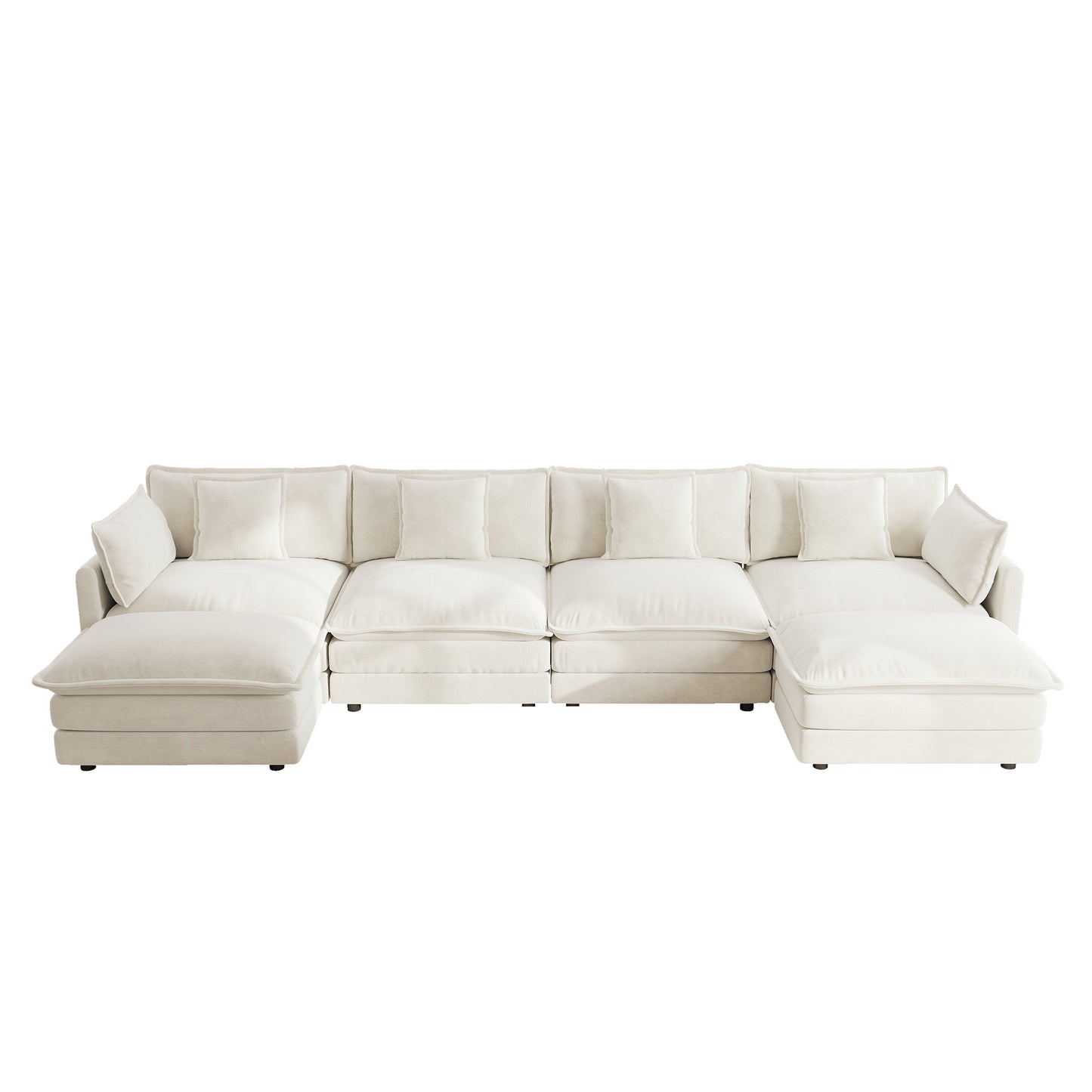 4 Seat White Chenille Modular Sectional Sofa