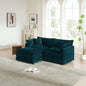 Chenille Two-Seater Sofa with 1 Footrest, 2 Seater L-Shaped Sectional with Ottoman,Loveseat with Ottoman for Small Living Space,Blue Chenille