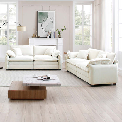Modern Living Room Sofa Two-Piece Set, Suitable for Living room and Bedroom Sofa Set, Consists of two pieces of 2 Seater Sofa,Beige Corduroy