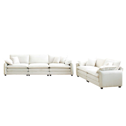 5 Seat Corduroy Sofa Set Beige - Living Room Sofa