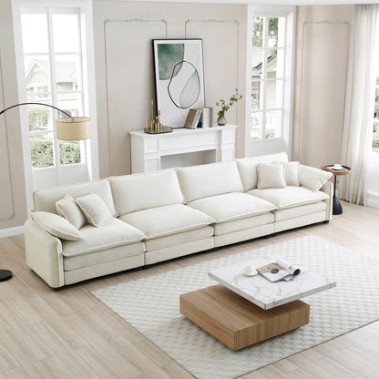 Beige Corduroy Sofa, Modern 4 Seater Upholstered Living Room Seating
