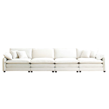 Beige Corduroy Sofa, Modern 4 Seater Upholstered Living Room Seating