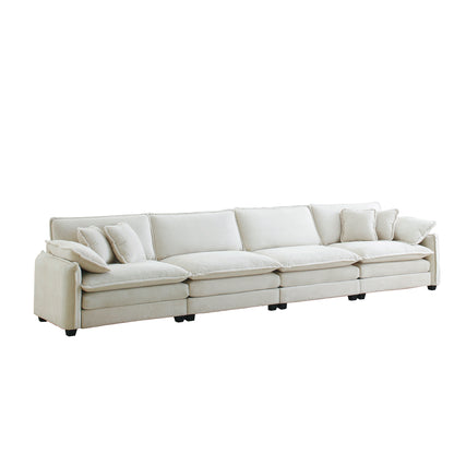 Beige Corduroy Sofa, Modern 4 Seater Upholstered Living Room Seating