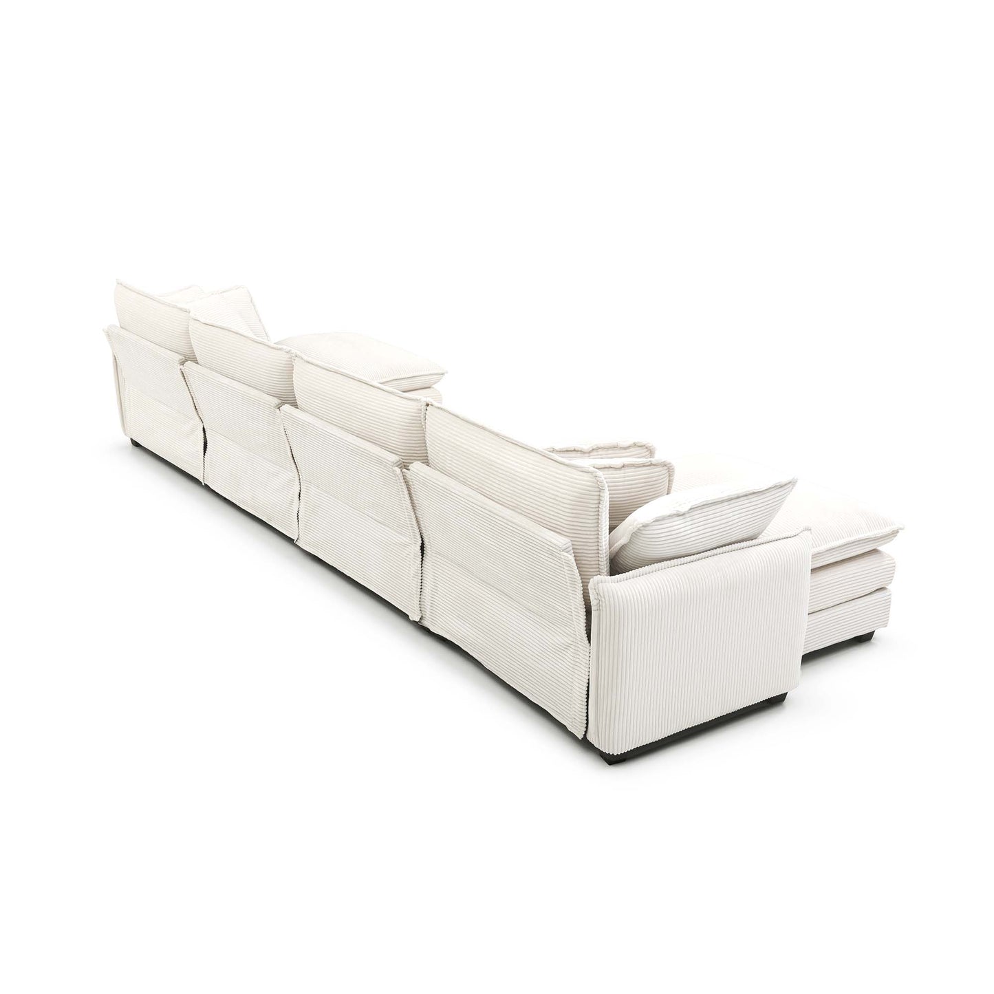 Beige Corduroy Sofa, Modern 4 Seater Upholstered Living Room Seating