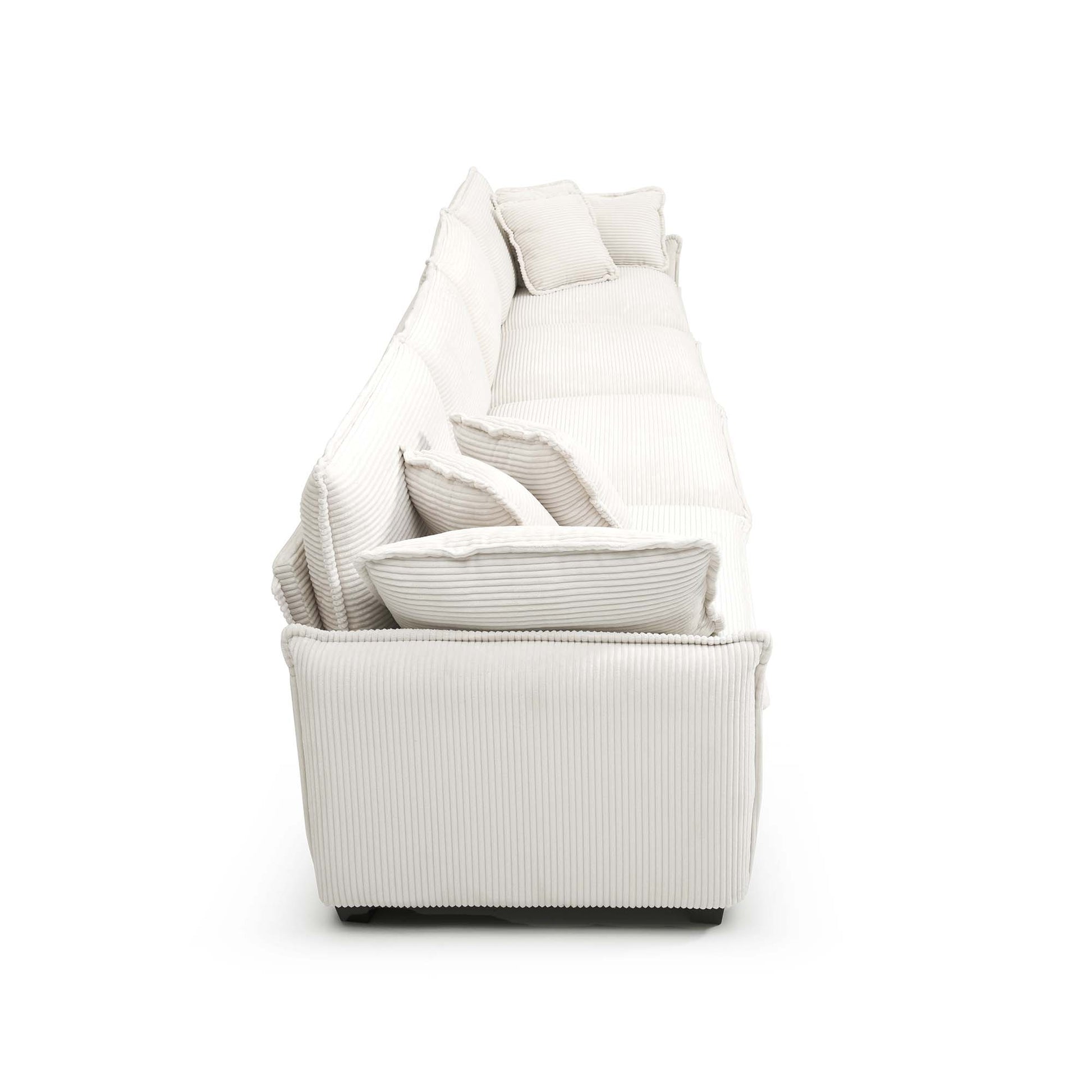 Beige Corduroy Sofa, Modern 4 Seater Upholstered Living Room Seating