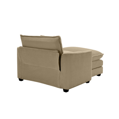 Tan Corduroy Sofa with Footstool - Classic Comfort