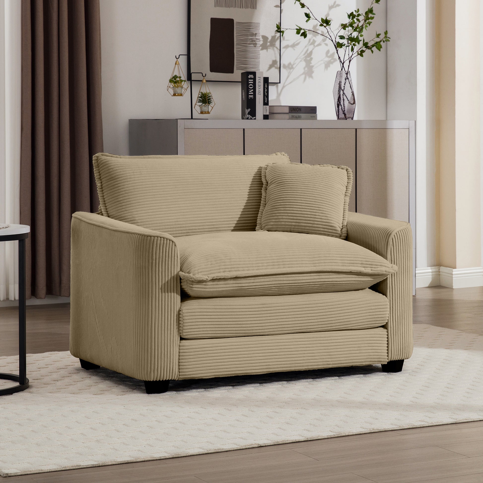 Tan Corduroy Sofa - Single Seat Comfort for Living Room or Bedroom