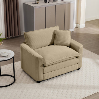 Tan Corduroy Sofa - Single Seat Comfort for Living Room or Bedroom