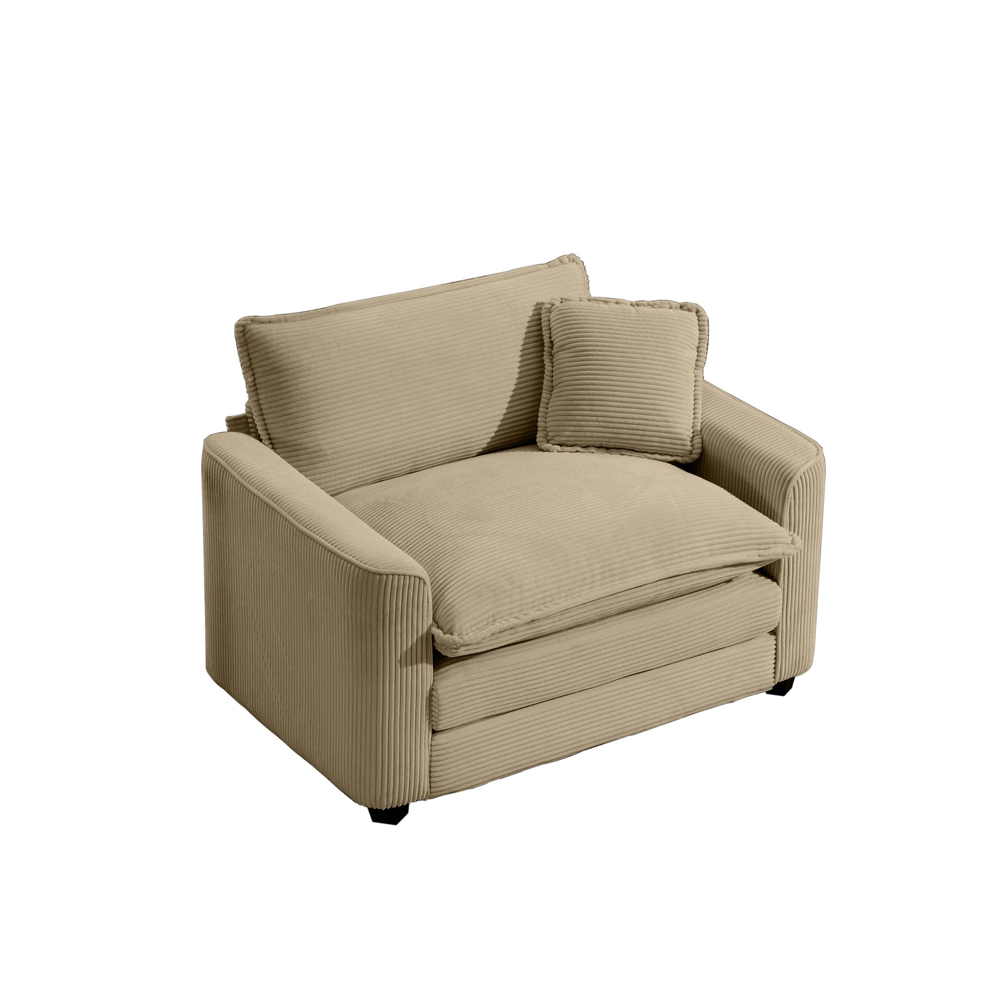 Tan Corduroy Sofa - Single Seat Comfort for Living Room or Bedroom