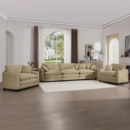Tan Corduroy Sofa Set - 5 Seat Comfort, Stylish Design for Living Room