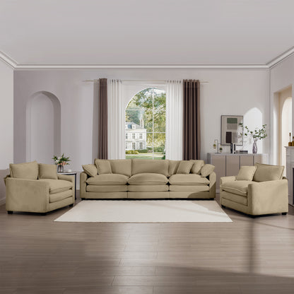 Tan Corduroy Sofa Set - 5 Seat Comfort, Stylish Design for Living Room