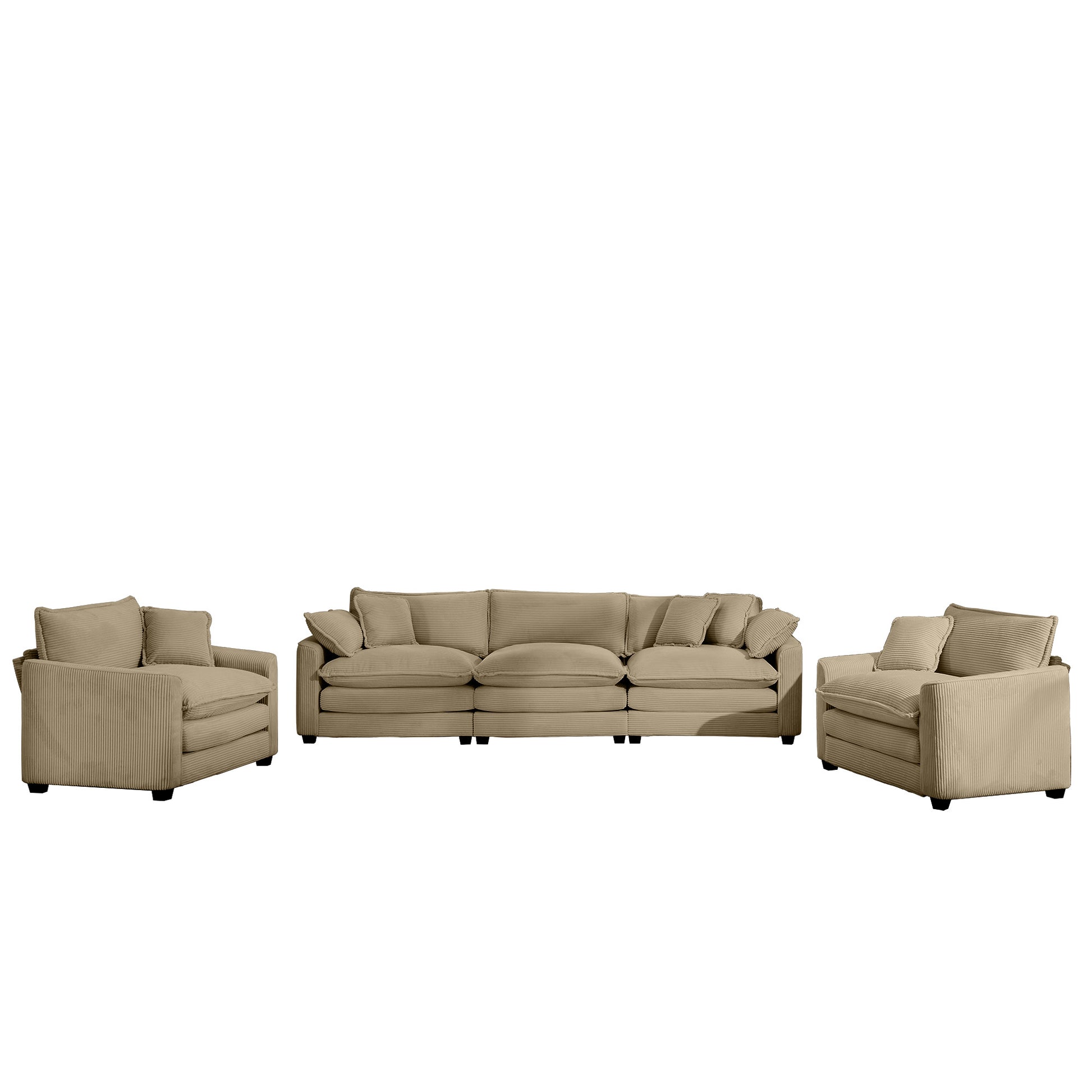 Tan Corduroy Sofa Set - 5 Seat Comfort, Stylish Design for Living Room