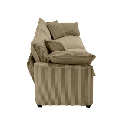 7 Seat Tan Corduroy Sofa Set - Classic Modern Sofa for Living Room