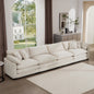 Modern Upholstered 4 Seater Fabric Sofa with Comfortable Back Cushions, Seat Cushions and Pillows, Light Beige Corduroy Sofa ,