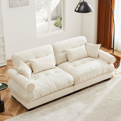 Cream Velvet 2-Seater Sofa - Modern Living Room Sofa