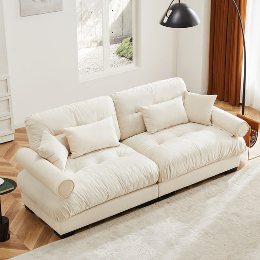 Cream Velvet 2-Seater Sofa - Modern Living Room Sofa