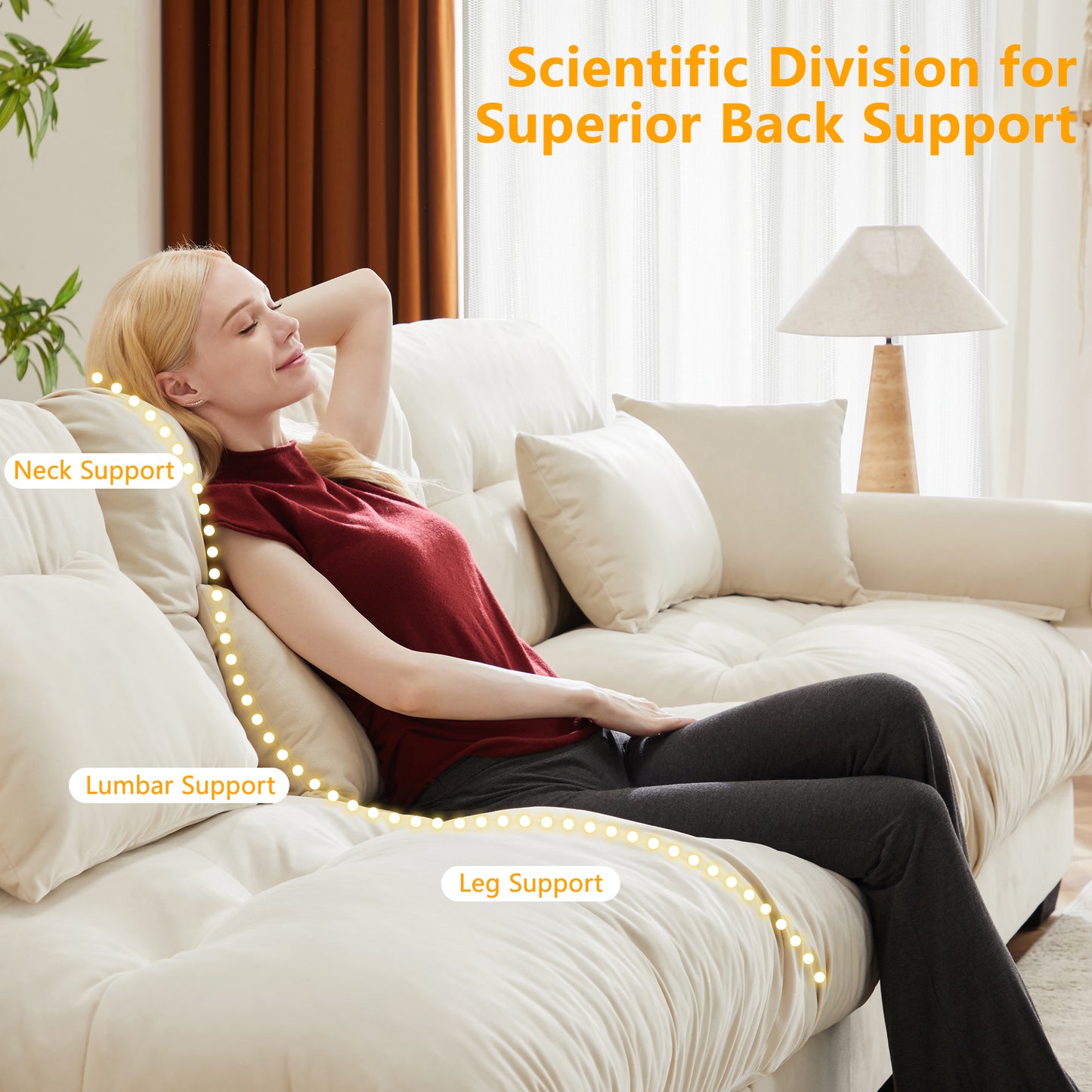Cream Velvet 2-Seater Sofa - Modern Living Room Sofa