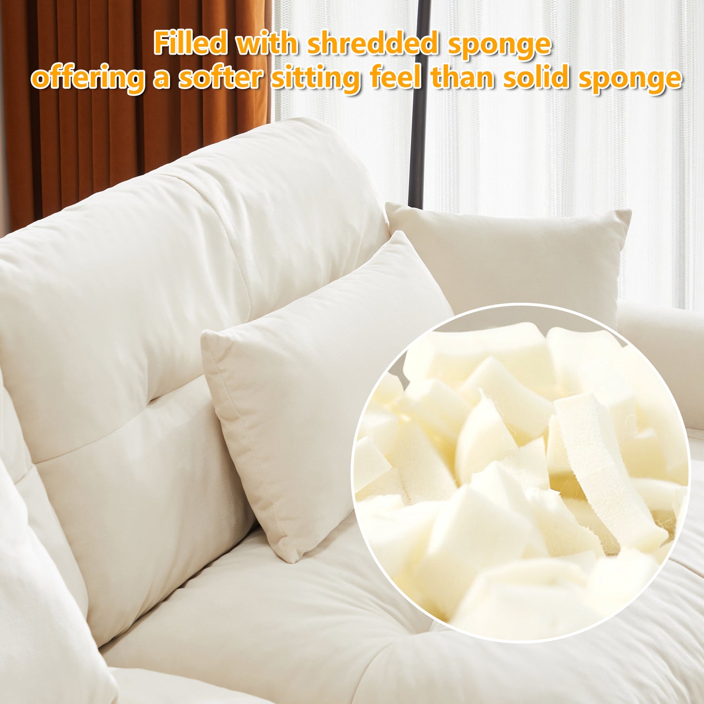 Cream Velvet 2-Seater Sofa - Modern Living Room Sofa
