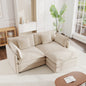 Chenille Two-Seater Sofa with 1 Footrest, 2 Seater L-Shaped Sectional with Ottoman,Loveseat with Ottoman for Small Living Space, Light Coffee Chenille