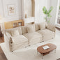 Mid-Century Modern Couch 3-Seater Sofa with 2 Armrest Pillows and 3 Toss Pillows, Couch for Living Room Light Coffee Chenille