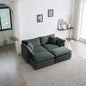 4 - Piece Upholstered Sectional Sofa, 1 - Piece of 2 Seater Sofa and 2- Piece of Ottomans , 2 Seater Loveseat Lounge with Ottomans , Gray Chenille
