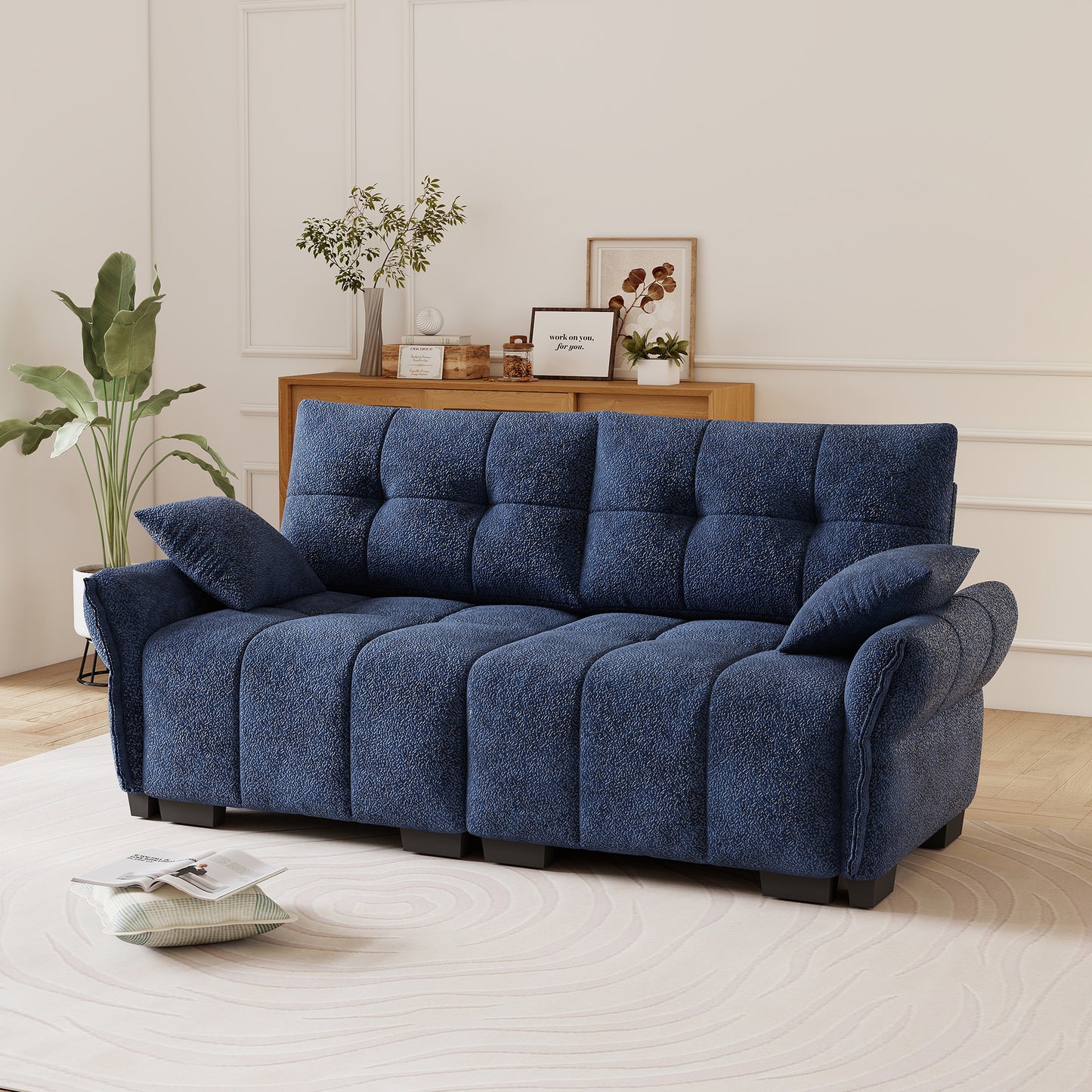 Premium Blue Chenille Sofa - Two-Seater Comfort & Style