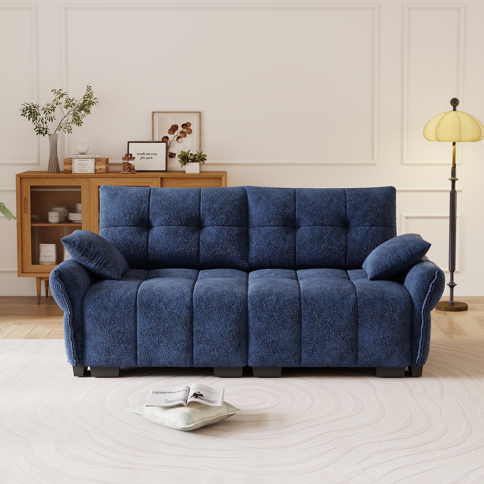 Premium Blue Chenille Sofa - Two-Seater Comfort & Style