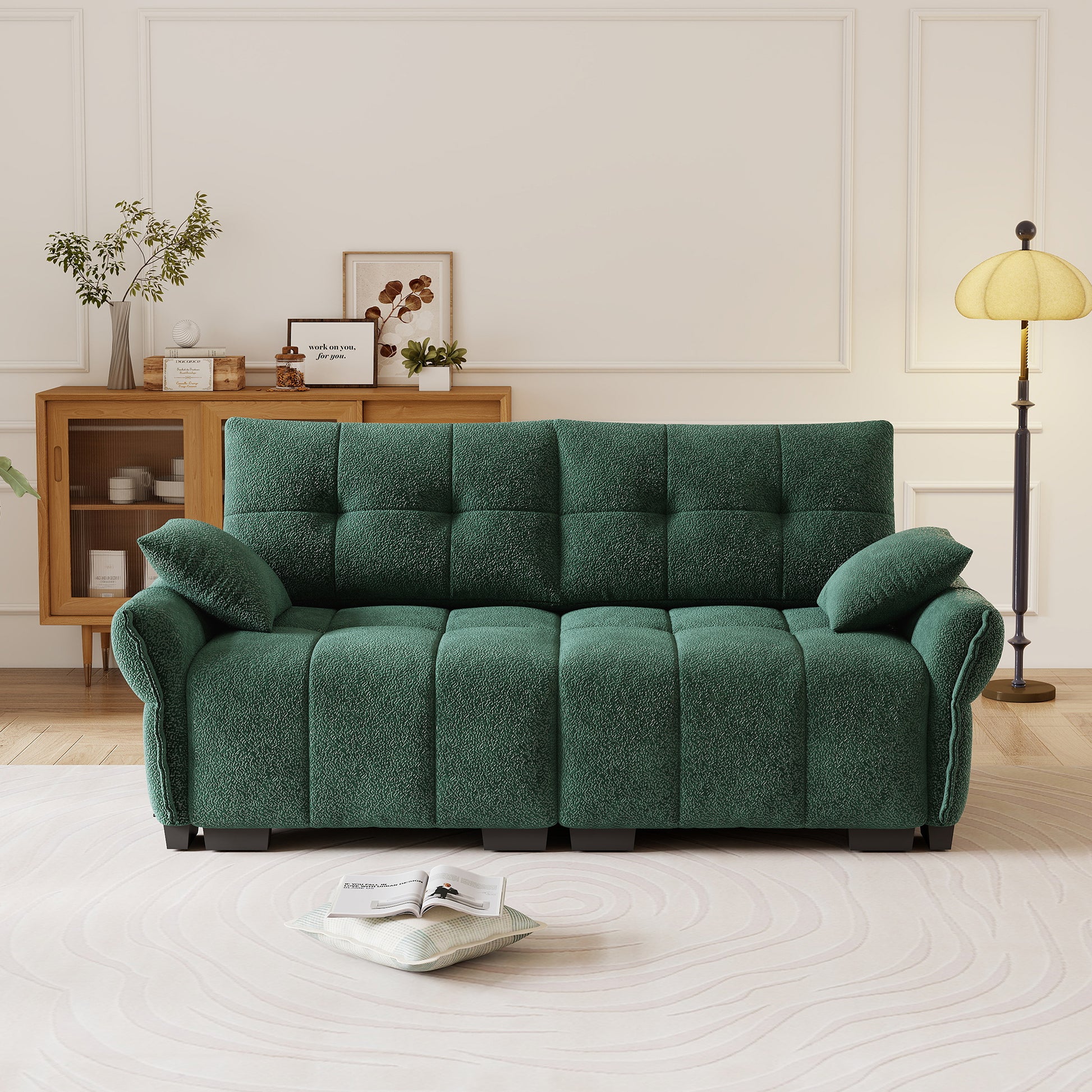 Premium Two-Seater Sofa - Green Chenille Comfort